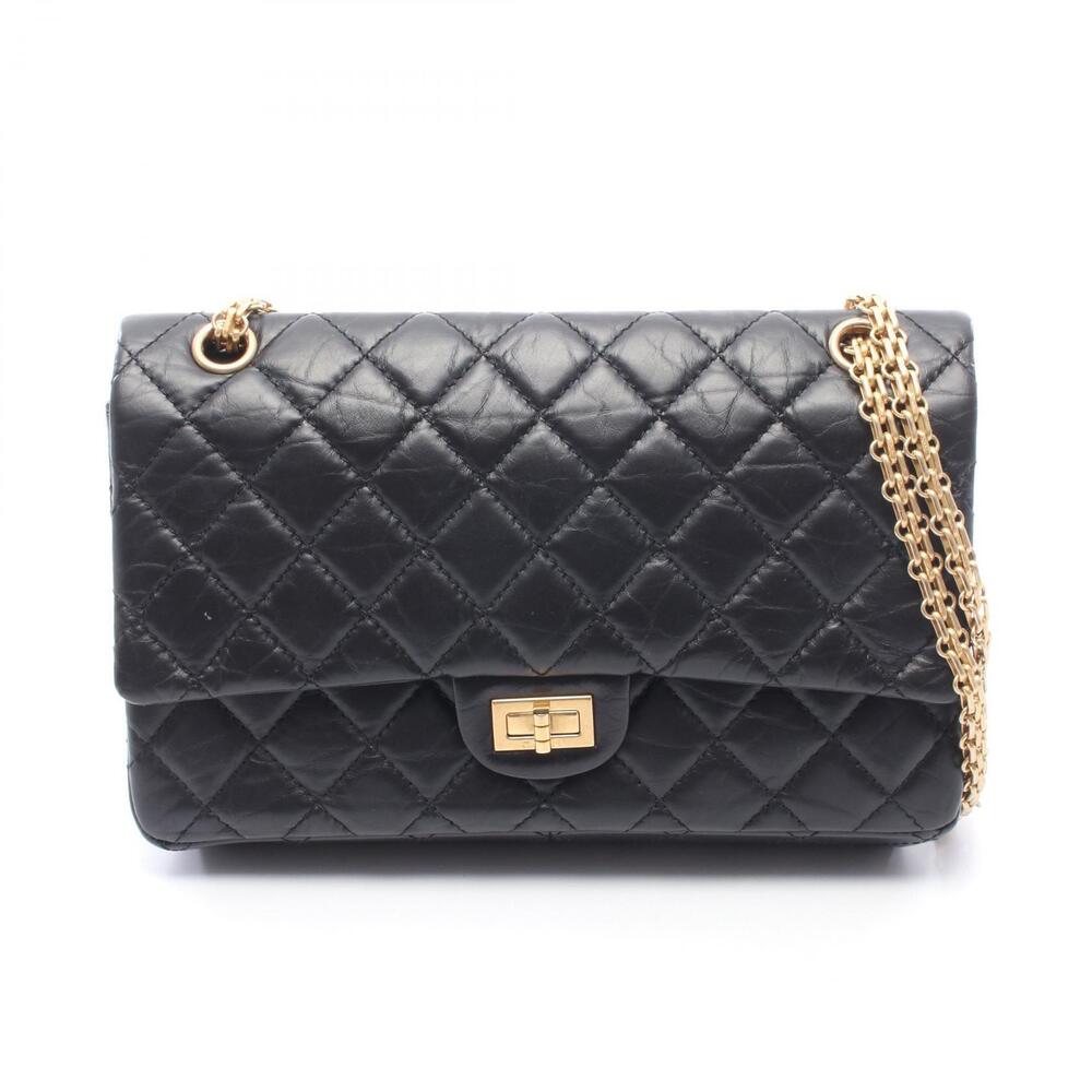 Chanel Matelasse Maxi Double Flap Shoulder Bag Calfskin Leather Black